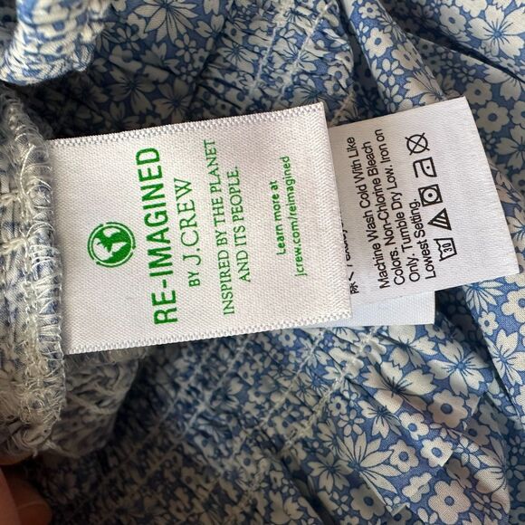 J.Crew Liberty Blue White Floral Smocked Midi Skirt L Cottagecore Boho Coastal - Picture 11 of 14